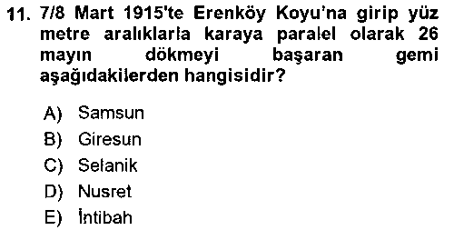 TAR326U Birinci Dünya Savaşı’nda Türk Cepheleri çıkmış sınav sorusu 3