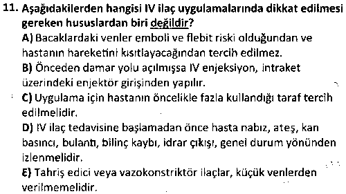SAG1009 Acil Servis Araçları Eğitimi çıkmış sınav sorusu 3