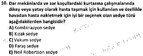 SAG1009 Acil Servis Araçları Eğitimi çıkmış sınav sorusu 2