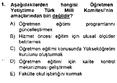 OKO407U Öğretmenlikte Mesleki Gelişim çıkmış sınav sorusu 1