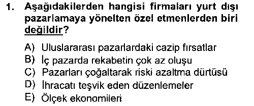 PZL210U Uluslararası Pazarlama çıkmış sınav sorusu 1
