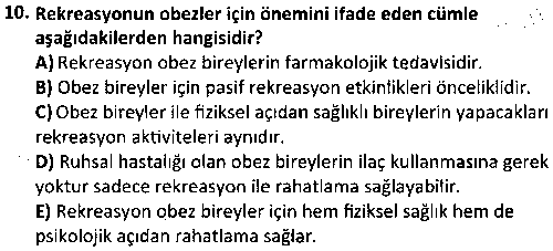 RKR3009 Özel Gruplar İçin Rekreasyon çıkmış sınav sorusu 2