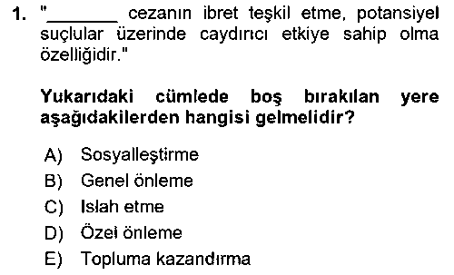 HUK132U Temel İnfaz Hukuku Bilgisi çıkmış sınav sorusu 1