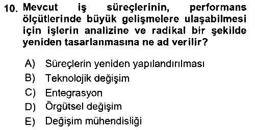 YBS307U Kurumsal Kaynak Planlama Sistemleri çıkmış sınav sorusu 1