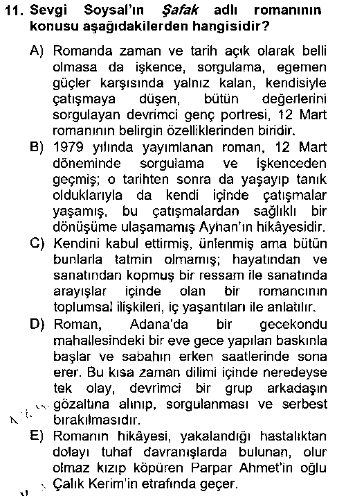 EDB404U Çağdaş Türk Romanı çıkmış sınav sorusu 3