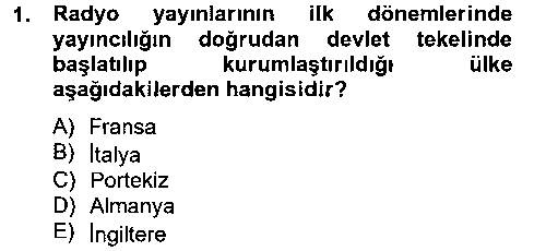RTP104U Radyo ve Televizyon Yayıncılığı çıkmış sınav sorusu 1