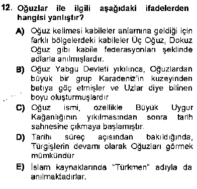 TAR107U Orta Asya Türk Tarihi çıkmış sınav sorusu 3