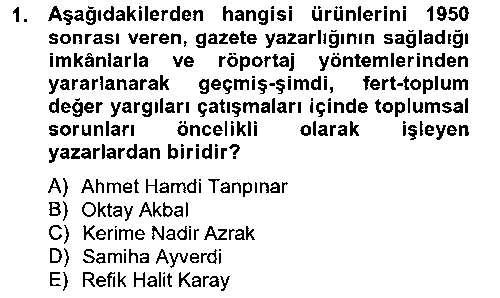 EDB404U Çağdaş Türk Romanı çıkmış sınav sorusu 1