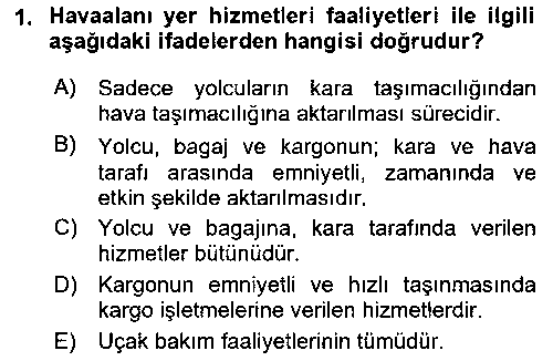 HIS206U Yer Hizmetleri Yönetimi çıkmış sınav sorusu 1