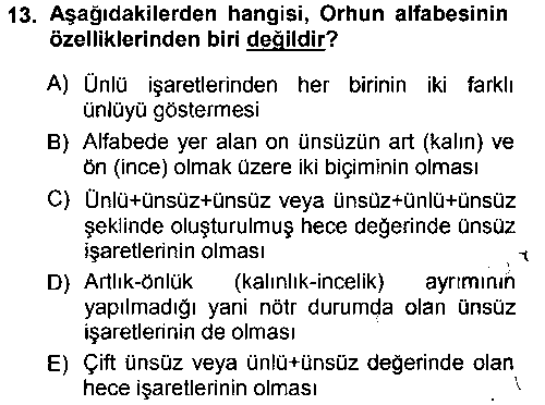 TDE201U Orhun Türkçesi çıkmış sınav sorusu 3