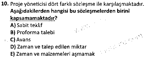 SAG3010 Proje Yönetimi çıkmış sınav sorusu 2