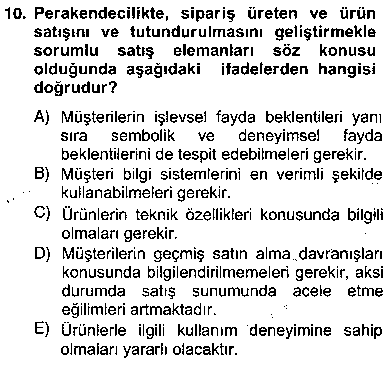 PZL214U Satış Yönetimi çıkmış sınav sorusu 2