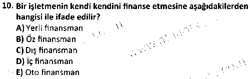 BS2006 Finansal Yönetim çıkmış sınav sorusu 2