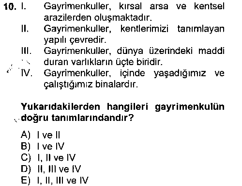 EMY102U Gayrimenkul Ekonomisi çıkmış sınav sorusu 1