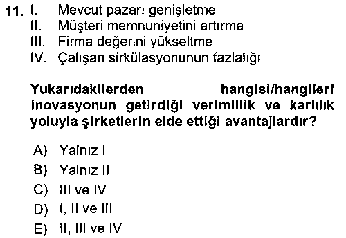 ISL214U Teknoloji,İnnovasyon Ve Girişimcilik çıkmış sınav sorusu 3