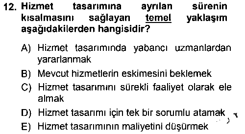 KOI301U Hizmet Tasarımı çıkmış sınav sorusu 2