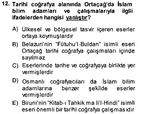 TAR305U Tarihi Coğrafya çıkmış sınav sorusu 2