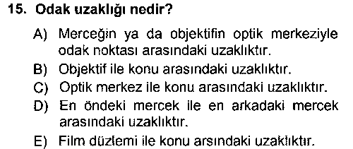 FOT101U Temel Fotoğrafçılık çıkmış sınav sorusu 3