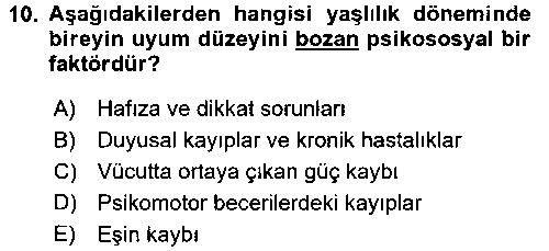 YAB211U Yaşlılarda Davranış Sorunları Ve Uyum çıkmış sınav sorusu 2