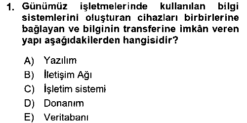 MUH208U Muhasebede Bilgi Yönetimi çıkmış sınav sorusu 1