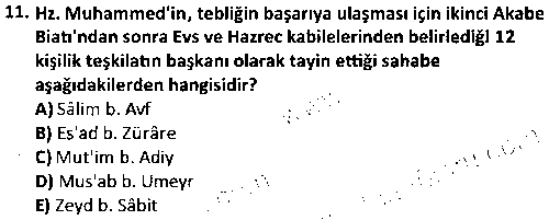 TAR1003 İslam Tarihi 1 çıkmış sınav sorusu 3