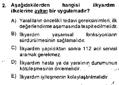 EVI112U Ev Kazaları ve İlk Yardım çıkmış sınav sorusu 2