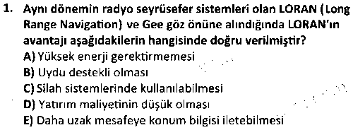 SHI1010 Haberleşme ve Seyrüsefer Sistemleri çıkmış sınav sorusu 1