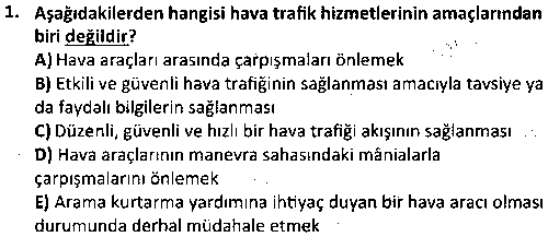 SHI1008 Havacılık Kuralları çıkmış sınav sorusu 1