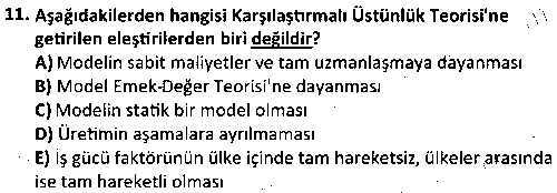 DT2012 Uluslararası İktisat çıkmış sınav sorusu 3