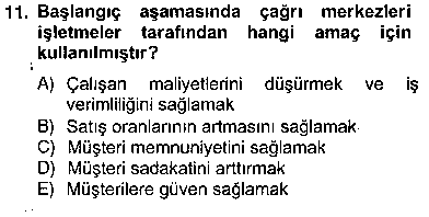 CMH208U Çağrı Merkezinde Müşteri İlişkileri Yönetimi çıkmış sınav sorusu 3