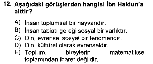 Din Sosyolojisi çıkmış sınav sorusu 2