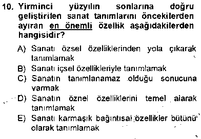 FEL407U Estetik ve Sanat Felsefesi çıkmış sınav sorusu 2