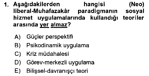 SHZ207U Sosyal Hizmet Kuram Ve Yaklaşımları çıkmış sınav sorusu 1