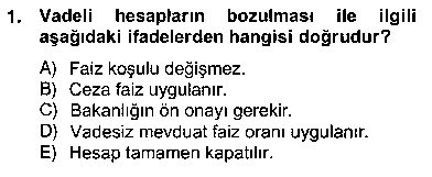 BSI102U Bankacılık Hizmet Ürünleri çıkmış sınav sorusu 1