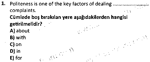 TSH2007 Turizmde Mesleki İngilizce çıkmış sınav sorusu 1