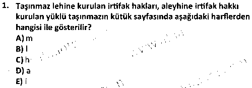 EY2008 Tapu ve Kadastro Bilgisi çıkmış sınav sorusu 1