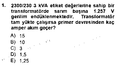 EID201U Elektrik Makinaları çıkmış sınav sorusu 1