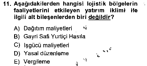 LOJ101U Lojistik İlkeleri çıkmış sınav sorusu 2