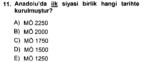 TAR101U Eski Anadolu Tarihi çıkmış sınav sorusu 2