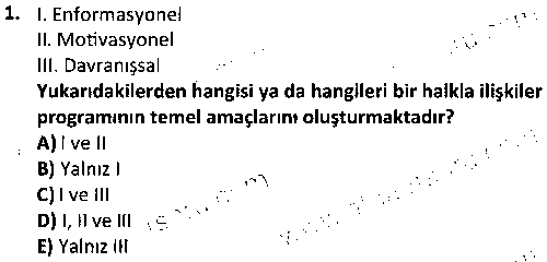 HIT2002 Halkla İlişkilerde Strateji ve Planlama çıkmış sınav sorusu 1