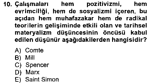 SOS201U Klasik Sosyoloji Tarihi çıkmış sınav sorusu 1