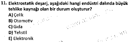 İSGLT4011 Elektrik ve Metal İşlerinde İSG çıkmış sınav sorusu 3