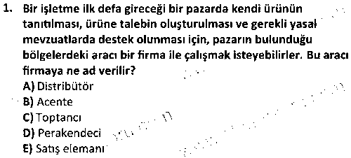 LOJ1002 Dağıtım Kanalları Planlaması çıkmış sınav sorusu 1