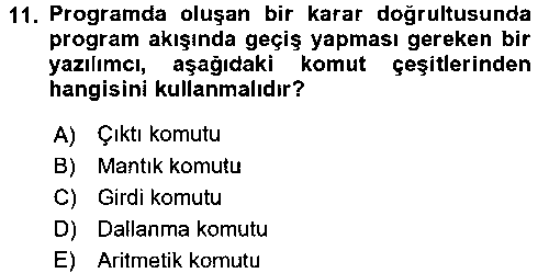 YBS201U Bilgisayar Ve Programlamaya Giriş çıkmış sınav sorusu 3