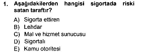 SAK205U Sağlık Sigortacılığı çıkmış sınav sorusu 1