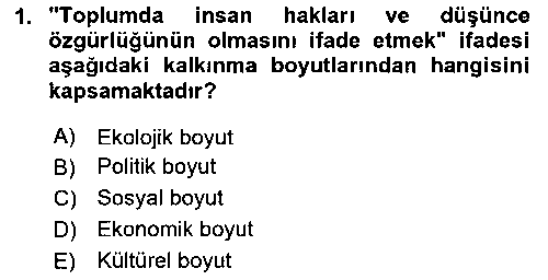 TRZ114U Kırsal Turizm Ve Kalkınma çıkmış sınav sorusu 1