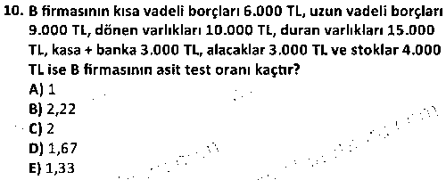 DT2005 İşletme Finansmanı çıkmış sınav sorusu 2