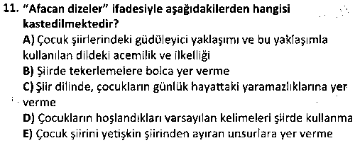 CGE2006 Çocuk Edebiyatı ve Medya çıkmış sınav sorusu 3