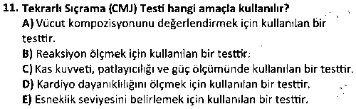 SPB4007 Sporda Fizyolojik Testler çıkmış sınav sorusu 3