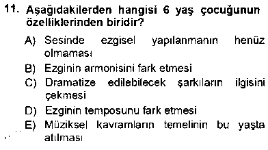 MUZ201U Okulöncesinde Müzik Eğitimi 1 çıkmış sınav sorusu 3